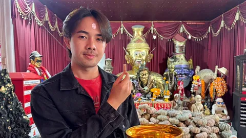 คอหวยส่อง "เลขเด็ด" ธูปมงคล นักร้องหมอลำชื่อดัง ขอโชคอาศรมฤาษีเณร